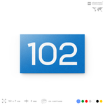 Номер на дверь квартиры 102, табличка на дверь офиса, кабинета, аудитории, склада, голубой 120х70 мм, Айдентика Технолоджи