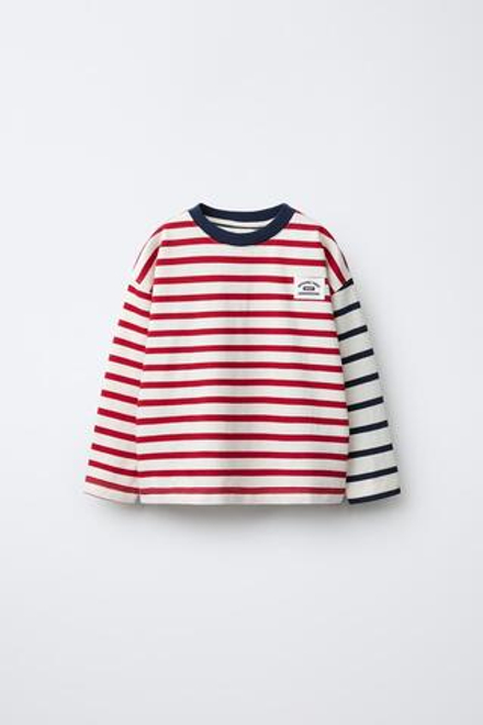 ZARA ФУТБОЛКА В ПОЛОСКУ, СИНИЙ