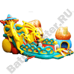 Большой надувной батут-горка "Гости города"