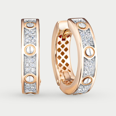 Серьги конго золото 585 с фианитами