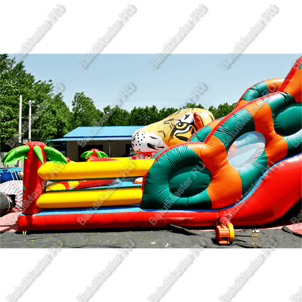 Большая надувная горка "Кобра эконом с роботом", 12*11*7 м