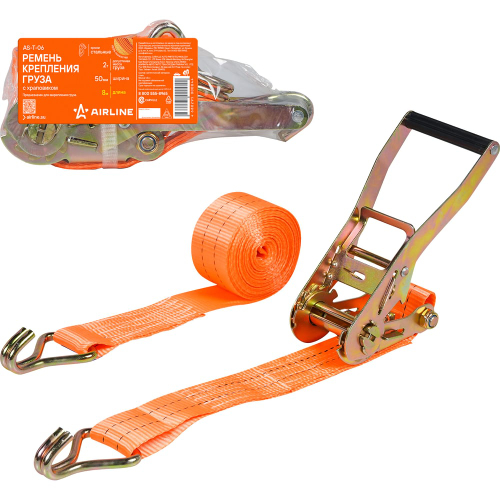 Ремень стяжной усиленный с храповиком для крепления груза массой 2 т длина 8 м AIRLINE AS-T-06
