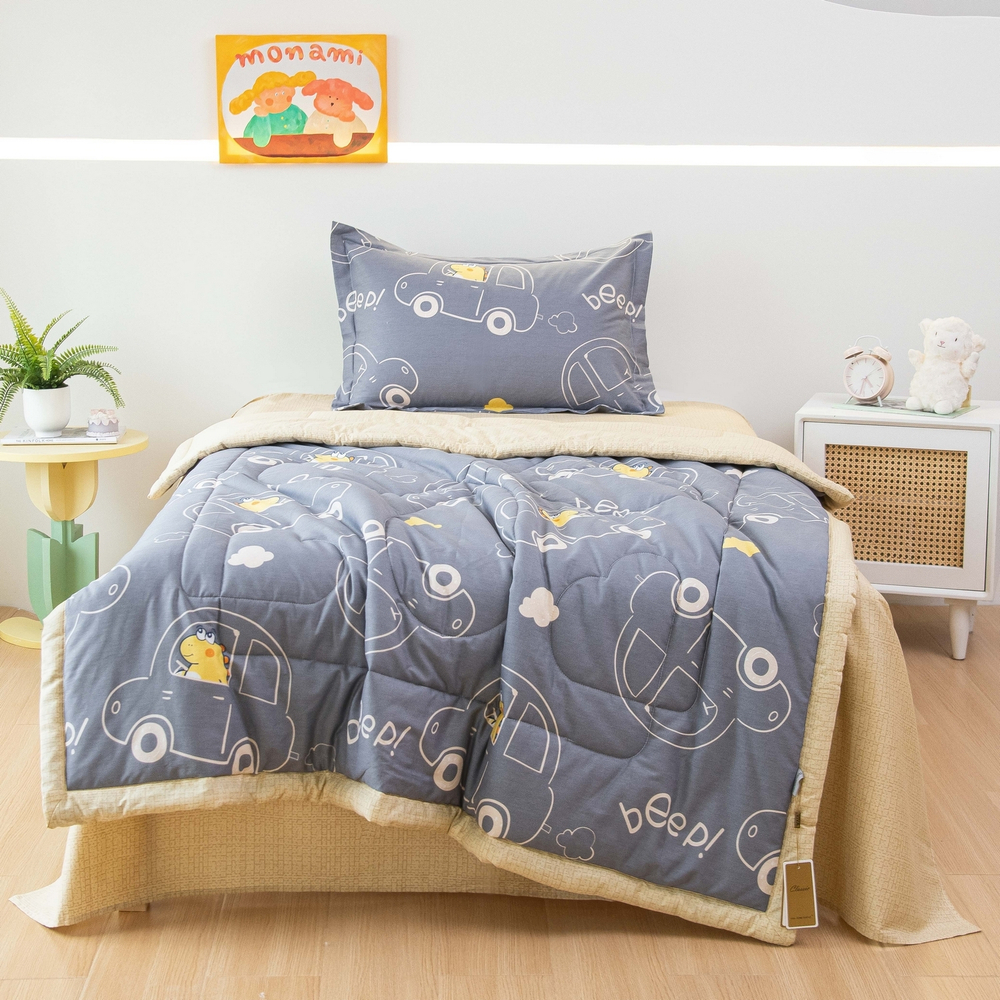 Комплект постельного белья Сатин с Одеялом Young 100% хлопок на резинке OBKR021