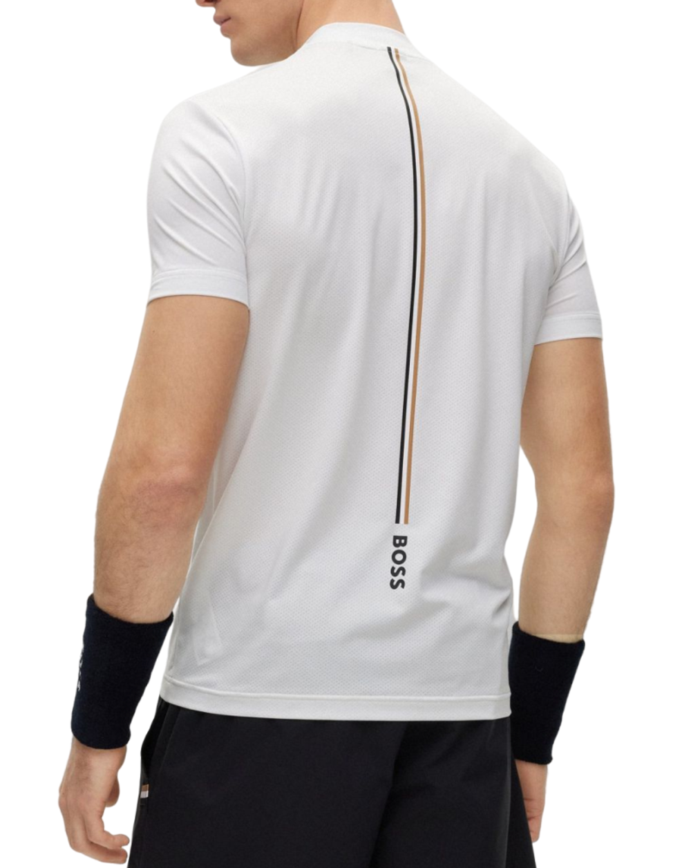 Мужское теннисное поло BOSS x Matteo Berrettini Slim-Fit Polo Shirt With Boomber-Style Collar - white