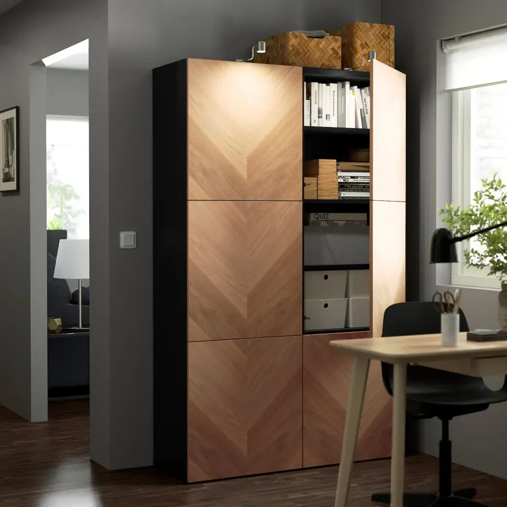 Комбинация для хранения - IKEA BESTÅ/BESTA/БЕСТА/БЕСТО ИКЕА, 120x42x193 см, коричневый,
