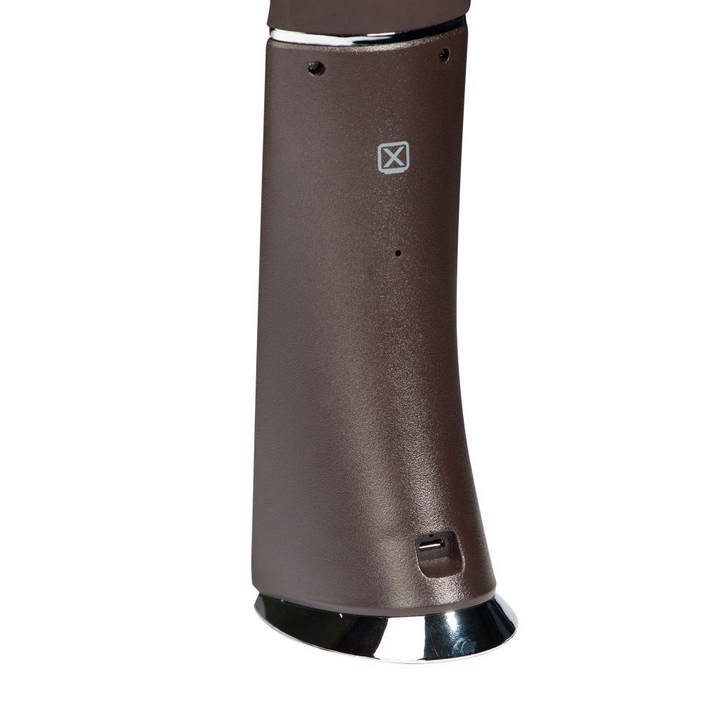 TLD-542 Brown-LED-300Lm-5000K-Dimmer Светильник настольный c часами. календарем. термометром. 5W. Сенсорный выключатель. Коричневый стилизован под кожу. TM Uniel.