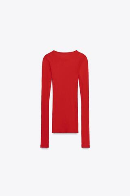 ZARA ФУТБОЛКА ИЗ ХЛОПКА SUPIMA®, КРАСНЫЙ