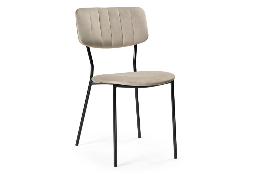 Стул на металлокаркасе Фиер серо-бежевый / черный глянец