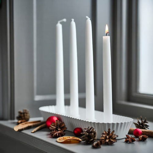 ВИНТЕРФИНТ VINTERFINT Свечи 25 см конусные 8 шт без запаха, белые