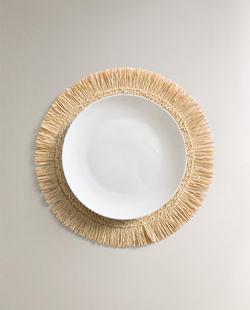 Zara Home сервировочная салфетка из смесовой ткани, декоративная бахрома, диаметр 38 см (комплект 2 шт.)