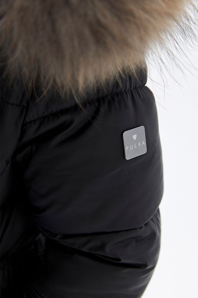 Черное приталенное пальто PULKA 128-164