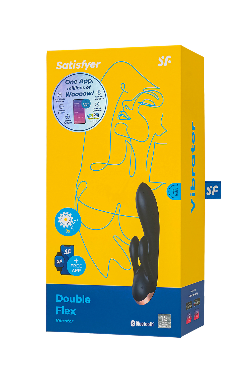 Вибромассажер Satisfyer Double Flex Connect App, черный, силикон