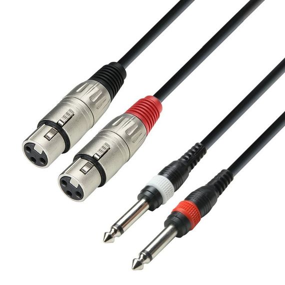 Adam Hall K3 TFP 0300 - кабель аудио 2 x XLR (F) - 2 x TRS (jack) 6.3 mm mono (M), 0.22 мм2, 3 м, че