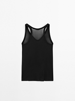 Massimo Dutti Топ на бретелях из 100% натурального шелка - Limited Edition, черный