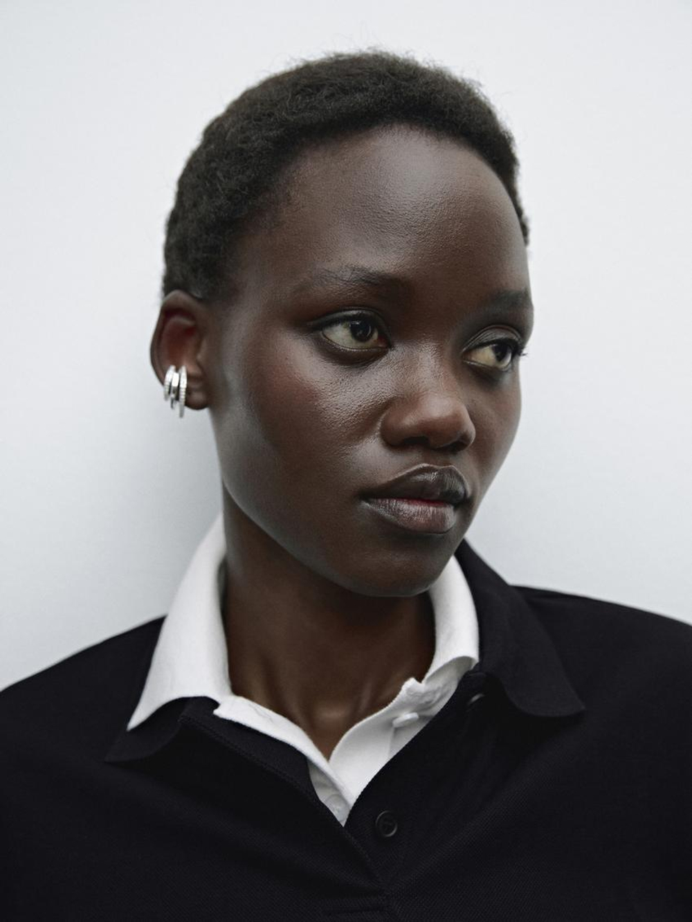 Massimo Dutti Свитер из мерсеризованного хлопка пике, темно-синий