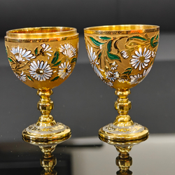 Сувенир Яйцо-рюмки "Ромашки" с эмалью (златоустоуская гравюра)