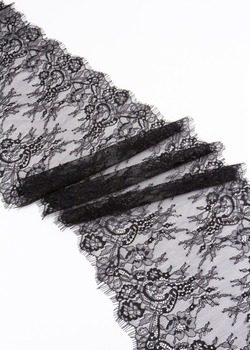 Кружево шантильи черное неэластичное ширина 22 см купон 2.9 м