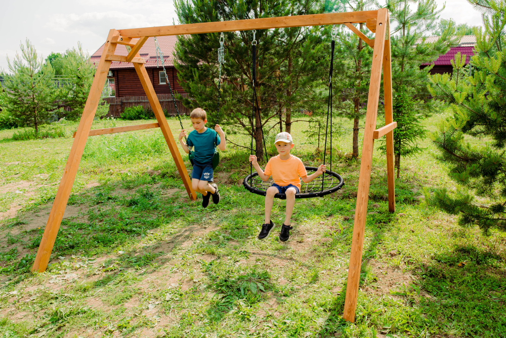 Деревянные качели с качелями гнездо 100 см и гибкими качелями