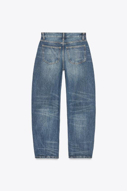 ZARA ДЖИНСЫ BARREL TRF С ВЫСОКОЙ ПОСАДКОЙ, МОРСКОЙ СИНИЙ