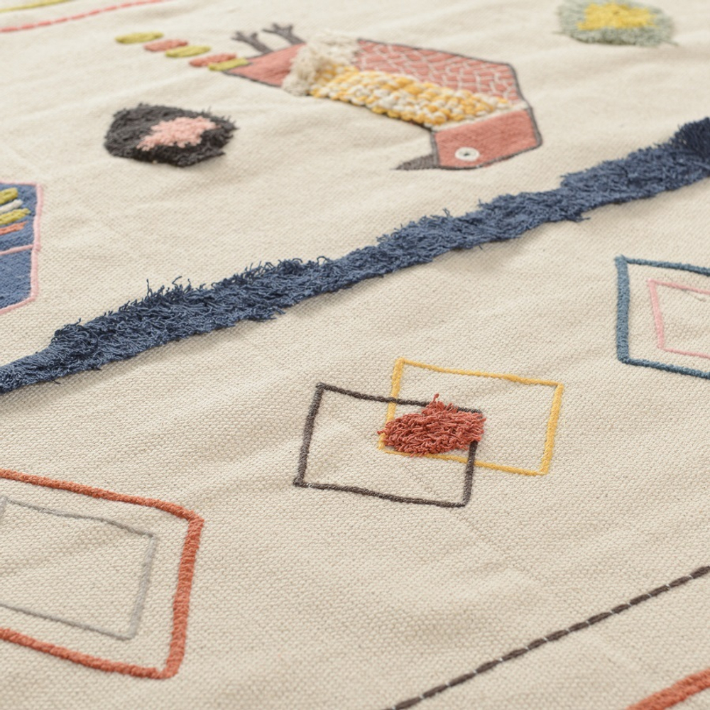 Ковер из хлопка в этническом стиле с орнаментом Птицы из коллекции ethnic, 120х180 см