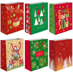 Пакет бумажный подарочный новогодний, тиснение фольгой, 20x24x11,5см (Академия Групп)
