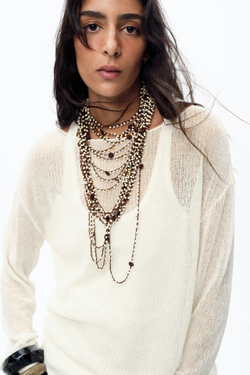 ZARA СВИТЕР В СТИЛЕ РУСТИК, ЭКРЮ