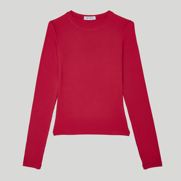 LS Ribbed T-Shirt Mandevilla Red