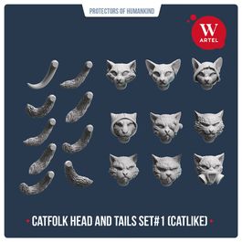 Части для миниатюр Catfolk Head and Tails Set 1 (Catlike)