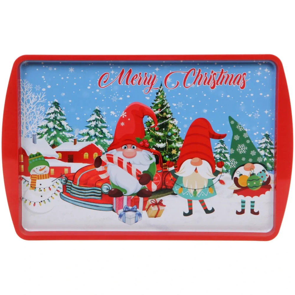 Поднос жестяной 38*24см «Веселые гномы на машине»
