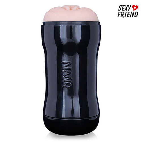 Телесный мастурбатор-вагина в черной колбе Bior Toys Sexy Friend SF-70261