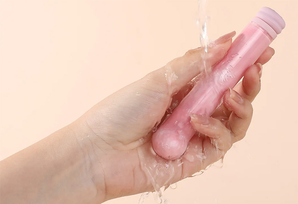 Розовый компактный стеклянный вибратор 12см для стимуляции G-точки BeYourLover Magic Cane VT500A-P