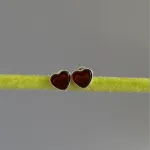 Пусеты Сердца с вишневым янтарем