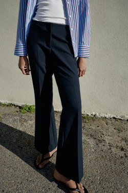 ZARA БРЮКИ FLARE С БОКОВЫМИ ШВАМИ, МОРСКОЙ СИНИЙ