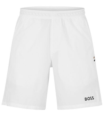 Мужские теннисные шорты BOSS x Matteo Berrettini Functional Stretch Fabric Shorts With Logo Detailing And Mesh Details - белый
