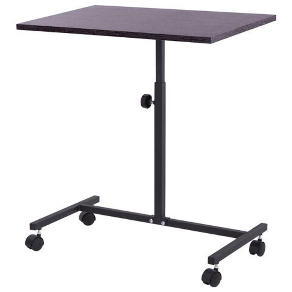 Стол BRABIX "Smart CD-015", 600х380х670-880 мм, ЛОФТ, регулируемый, колеса, металл/ЛДСП ясень, каркас черный, 641887