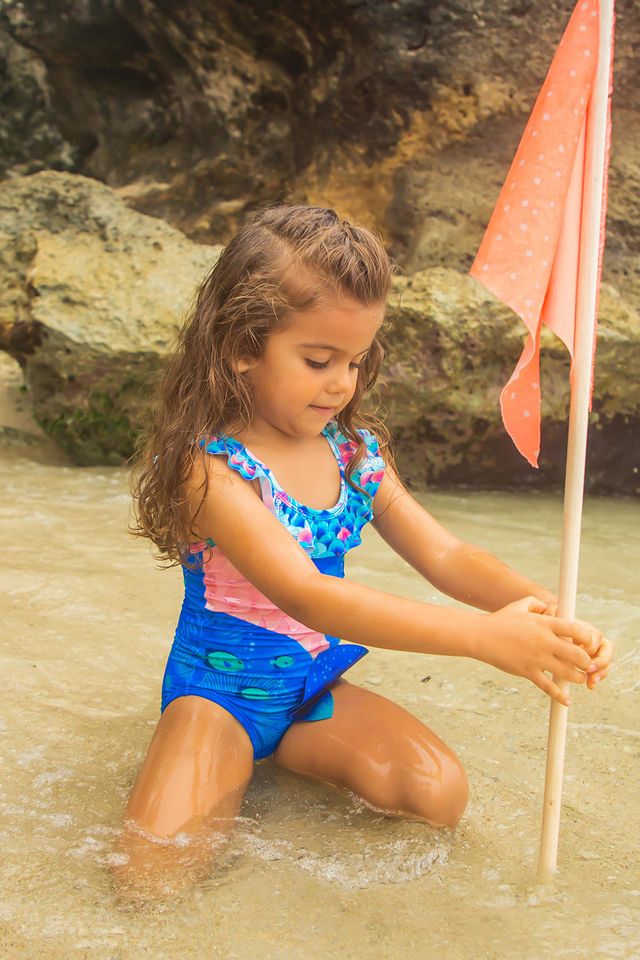 Голубой купальник с объемными 3D деталями