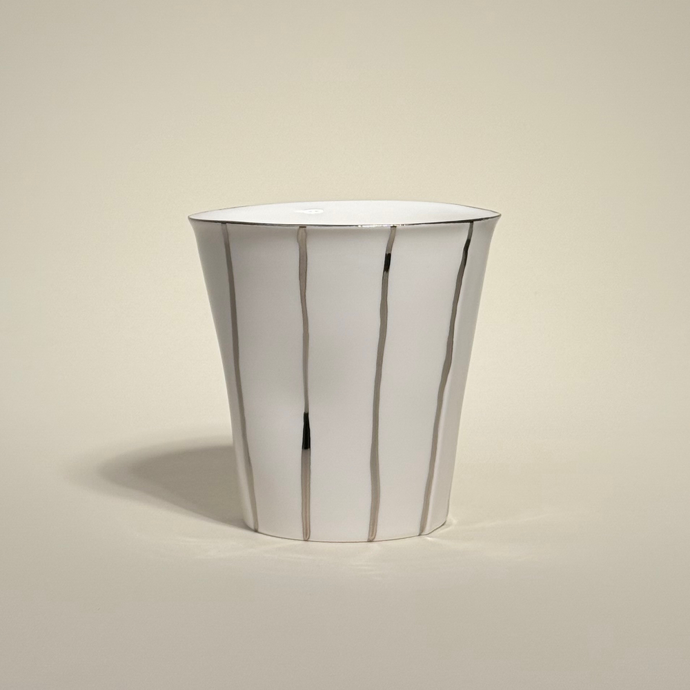 Стакан бумажный белый с полосками, золото, 220мл