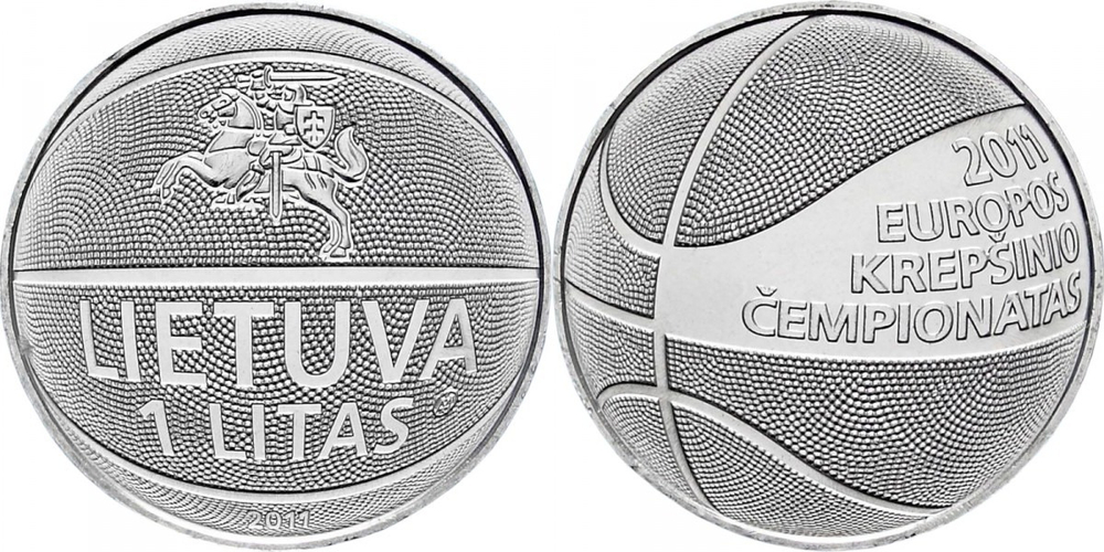 Литва 1 лит, 2011 Чемпионат Европы по баскетболу