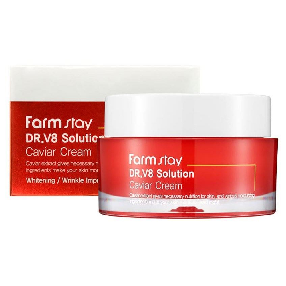 [Farm Stay] Dr.V8 Solution Caviar Cream - Крем для лица с экстрактом икры, 50 мл