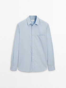 Massimo Dutti Хлопковая рубашка, небесно-голубой