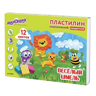 Пластилин классический 12цв. 204г. "Весёлый шмель" со стеком (ЮНЛАНДИЯ) (Комплект 14шт.)