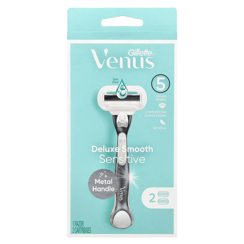 Gillette, Venus, бритва и картриджи Deluxe Smooth Sensitive`` 1 бритва 2 картриджа