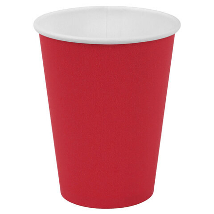 Стакан одноразовый бумажный 350/410 мл, D 90 мм, красный, КОМПЛЕКТ 1000 шт., холодное/горячее, WELDAY (ВЭЛДЭЙ), 702694