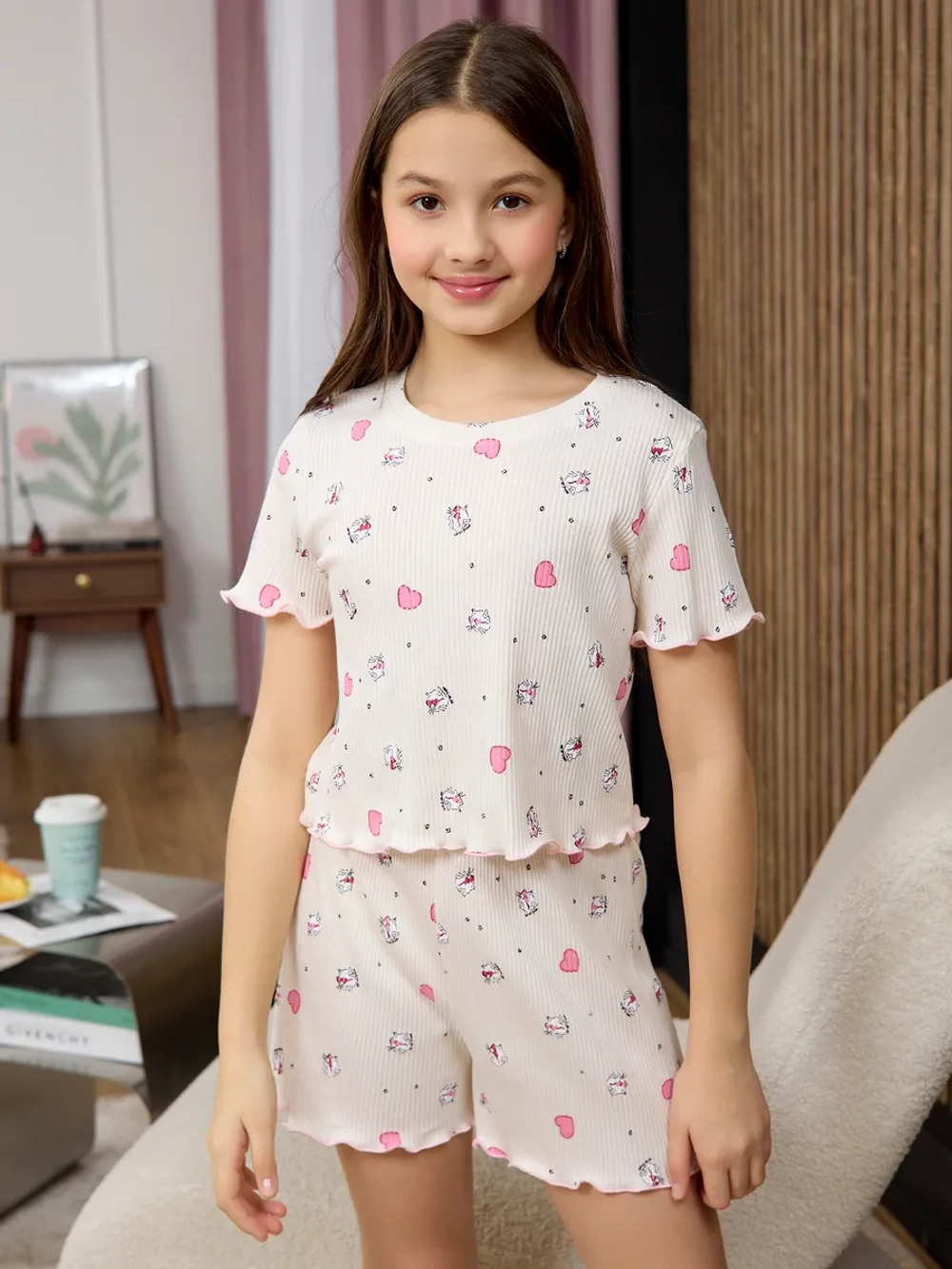 Пижама домашняя с шортами лапша