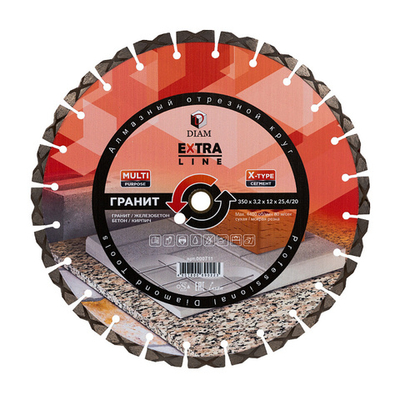 Сегментный алмазный круг DIAM ГРАНИТ EXTRA LINE 350 мм MULTI PURPOSE 000711