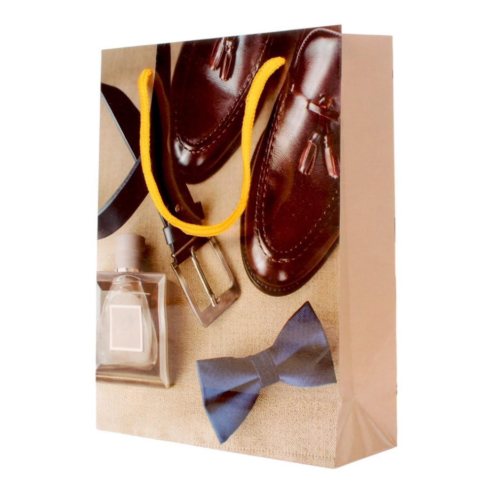 Пакет подарочный "Man" 18*24*7 см, ручки-шнурок, 4 цвета микс