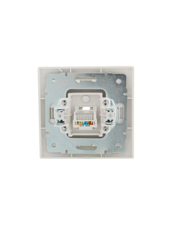 Розетка компьютерная 1-м СП Mira RJ45 16А IP20 со вставкой жемчуж./бел. перламутр. LEZARD 701-3030-139