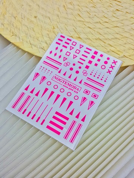 Наклейки NogteModa NEON PINK 010