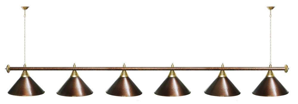 Лампа STARTBILLIARDS 6 пл. (плафоны зеленые,штанга золотая,фурнитура золото)