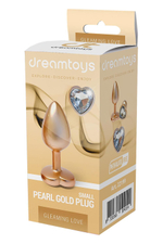 Анальная пробка Dream Toys Pearl Gold Plug Small с кристаллом-сердцем